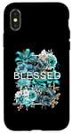 Coque pour iPhone X/XS Bleu sarcelle Aqua Blessed & Blooming Teal Aqua Graphic