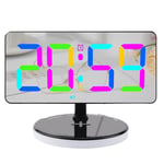 Digital Alarm Clock with Wireless Charging, Mirrored LED Clock for Bedroom7384