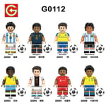 8-pack fotbollslag Messi Neymar monteringsbyggstenfigur