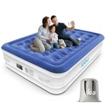 iDOO Matelas Gonflable avec Pompe intégrée, Auto-gonflage/dégonflage en 3 Minutes, Lit Gonflable avec revêtement Confortable,Idéal en Camping 152 x 203 x 46 cm 295kg Max, 2 Personnes, Bleu