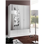 Armoire penderie DINGLE 3 portes miroirs largeur 135 blanche