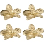 Ccykxa - Lot de 4 boutons de tiroir en laiton massif en forme de fleur pour armoire, commode, porte, décoration de meubles (doré)