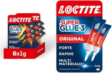 Super Glue-3 Power Gel Mini Dose lot de 6, colle forte enrichie en caoutchouc, mini-dose & Super Glue-3 Original, colle forte et résistante de haute qualité