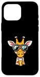 Coque pour iPhone 16 Pro Max Girafe de ski avec bière | Funny Party Comic