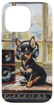 Coque pour iPhone 13 Pro MinPin Miniature Pinscher Mélomane Peinture Chien