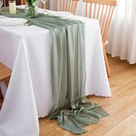 CHUQING Chemin de table en mousseline - Décoration de table de mariage, pique-nique, fête, cuisine - Vert menthe - 70 cm x 4 m - Vert sauge