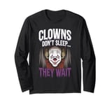 Terrifying Clown Face Killer Clown Costume Horror Vibes Long Sleeve T-Shirt