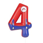 Yiran Mario Number 4 Candle Decorations, Red Blue Birthday Candles,4th Cartoon Movie Themed for Kids Boys Girls Happy 4th Birthday Gift Cake Party Decoration