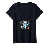 Womens Astronaut Cat Sweet Cat stuff Casual Kitty Wear vibes S22 V-Neck T-Shirt