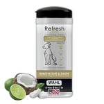 Wahl Dog Wipes Refresh Cleaning Wet Wipes, Remove Pets At Home Dirt and Odors, pH Balanced, Alcohol Free and Paraben Free, 50 Wipes,Coconut Lime Verbena Scent