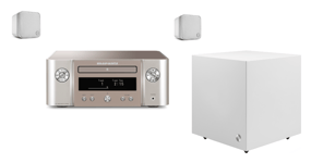 Marantz High-End WiFi Micro  2.1 Stereopaket Silver/Guld Marantz Vita högtalare