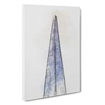 Big Box Art The Shard in London in Abstract Canvas Wall Art Framed Picture Print, 30 x 20 Inch (76 x 50 cm), White, Blue, Grey, Black