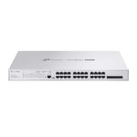 TP-Link Omada Pro 24-Port PoE+ Gigabit L2+ Managed Switch with 4 SFP+ Slots 24x gigabit 802.3at/af-compliant PoE+ ports 384 W PoE Budget* 4x 10 Gbps