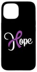 Coque pour iPhone 15 Cancer du pancréas - Hope (courage) avec noeud ruban mauve