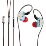 Linsoul 7Hz Salnotes Zero HiFi Écouteurs Intra-Auriculaires de 10 mm Dynamiques IEM avec Diaphragme en Métal Composite, Câble OFC 2 Broches Détachable (Blue, avec Mic, Type C)