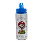 Undercover Gourde Super Mario – Gourde pour enfants avec motif – Bouteille d'eau en aluminium – env. 710 ml – bec pliable – Idéal pour la maternelle et l'école