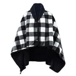 beifon Poncho Châle Femme Écharpe Cape Épaissie Elégant Chaud Hiver Foulard Chaud Ouverture Plaid Imprimé Pull Manteau Poncho Tartan Style avec Boutons Couverture à Carreaux Cadeau de Noël pour Femme