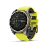 Garmin Fenix 8 47mm Sapphire Solar - Bare Titanium with Amp Yellow Graphite Band