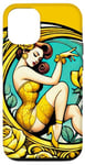 Coque pour iPhone 14 Rose jaune Pinup Girl Illustration Roses Jardin Art