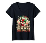 Womens Christmas Zombie Apocalypse and Santa With Guns Zombies V-Neck T-Shirt