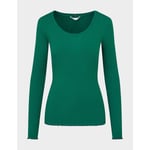 Tommy Hilfiger Womenss Frill Ribbed Long-Sleeve T-Shirt in Green Cotton - Size Medium