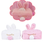 1pc Adeeing Cute Rabbit Shape Plush Surface Tissue Box For Home White