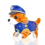 Chien Jouet Électronique qui Aboie et Marche. Chiens de Police avec Costume Bleu. Animal Électrique pour Enfants. Cadeau pour les Enfants. Chiot à Piles qui Marche. (Piles AA non Incluses)