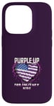 Coque pour iPhone 14 Pro Purple Up pour enfants militaires Heart Love America Military