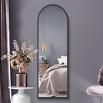 MirrorOutlet The Arcus - Black Framed Modern Full Length Arched Leaner/Wall Mirror 63" X 21" (160CM X 53CM) Silver Mirror Glass with Black All weather Backing