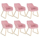 WOLTU Chaise de Salle à Manger Lot de 6, Moderne Chaise de Cuisine, Fauteuil scandinave, Chaise Coiffeuse, pour Salle de Séjour, Chambre à Coucher, Cuisine, en Velours et métal Rose BH246rs-6