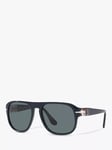 Persol PO3310S Unisex Jean Polarised Pillow Sunglasses, Blue Dust