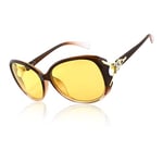 FEISEDY Lunettes de Vision Nocturne Femmes Lunettes de Soleil Polarisées pour Conduite de Nuit Marche avec Lentille Jaune B2730