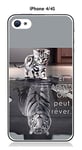 Onozo Coque Apple iPhone 4 / 4S Design Chat Tigre Blanc Et Alors !