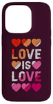 Coque pour iPhone 14 Pro Lesbienne, Cœurs, L'amour est l'amour, Fierté LGBT