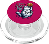 Belle idée cadeau design drôle chat qui fait du basketball PopSockets PopGrip pour MagSafe