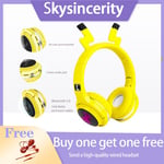 Pikachu casque Bluetooth pour enfants tour de cou casque sans fil casque de dessin animé casque de musique casque éducatif pour enfants