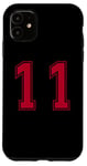 Coque pour iPhone 11 Rouge Numéro 11 Équipe Junior Sports Uniforme Numéroté