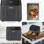 Devology Double Air Fryer, 9L, 2x4.5L Dual Zone, 50 Grey