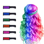 6 Couleur Peigne à Craie pour Cheveux, Cheveux Craie Peignes de Coloration Temporaire Dye Couleur Lavables pour Filles de 4, 5, 6, 7, 8, 9, 10 ans, Anniversaire, Cosplay, Bricolage, Noël, Carnaval