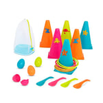 B. toys- Jeu de Lancer d'anneaux et œufs et cuillères Summer Cone TOSS W/Spoon Balancing Game, BX2188Z, Normal