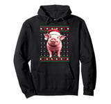 Ugly Christmas Sweater Pig Lover Santa Hat Funny Holiday Pullover Hoodie