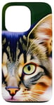 Coque pour iPhone 13 Pro Visage De Chat Tabby Moustaches Oeil Vert Photo Gros Plan