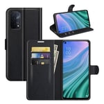 Oppo A74 5G      Pu Wallet Case    [Black]