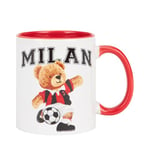 AC Milan Tasse en Céramique, Produit Officiel, Mug Idéal Pour Café, Thé, Color Blanc (avec Teddy), 0,3L