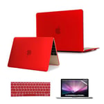 Se7enline Compatible with Macbook 12 inch Case 2015/2016/2017/2018 Plastic Hard Case Cover for Macbook 12-inch Retina Display Model A1534/A1931, Keyboard Protector, Clear LCD Screen Protector, Red