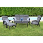 SALON DE JARDIN TOURTERELLE SET CANAPÉ FAUTEUILS TABLE BASSE POUF BEIRA