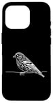 Coque pour iPhone 16 Pro Line Art Oiseau et Ornithologue Pin Siskin