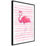 Plakat - Flamingo and Stripes - 40 x 60 cm - Sort ramme