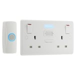 BG 822BELL 13A Power Socket Twin 2 Gang Plug Socket Built In Wireless Door Bell