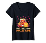 Womens Mulled Wine JINGLE BELLS AND MULLED WINE Funny Mulled Wine V-Neck T-Shirt